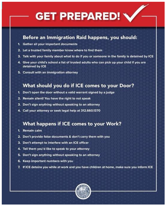 Information on preparing for an immigration raid in English. Information in body content.