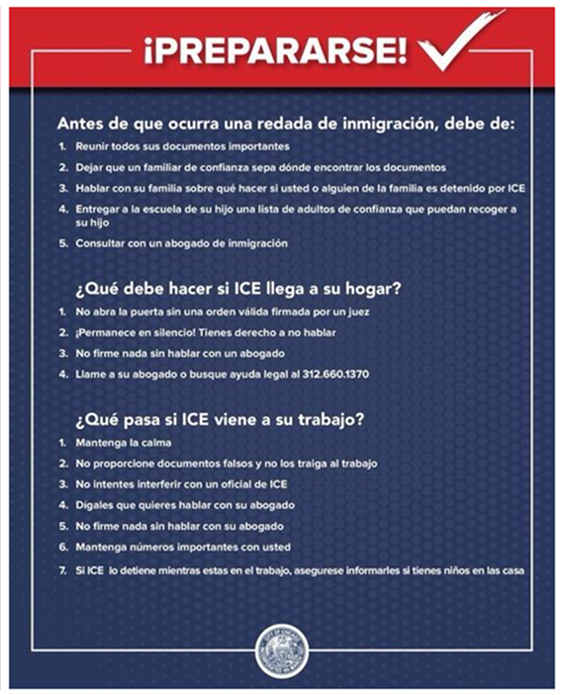 Information on preparing for an immigration raid in Spanish. Information in body content in English. Download resource for Spanish.
